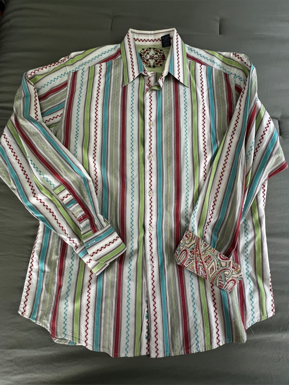 Robert Graham Colorful Striped Button-Down Shirt Large